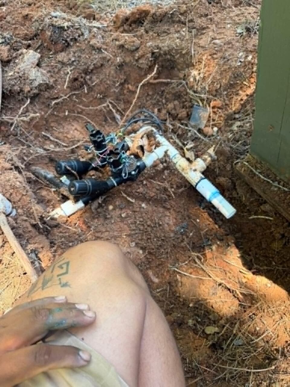 PVC drainage and water control piping installed underground